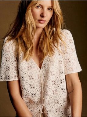 Sézane EMMA Blouse | Ecru Lace | FR 36 (US 4) | Like New